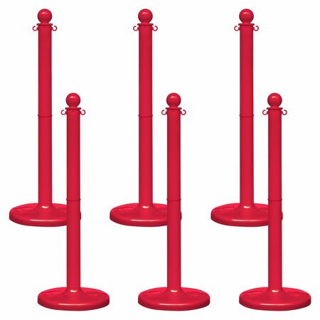 MR. CHAIN Red Medium Duty Stowable Stanchion, 6PK 93705-6